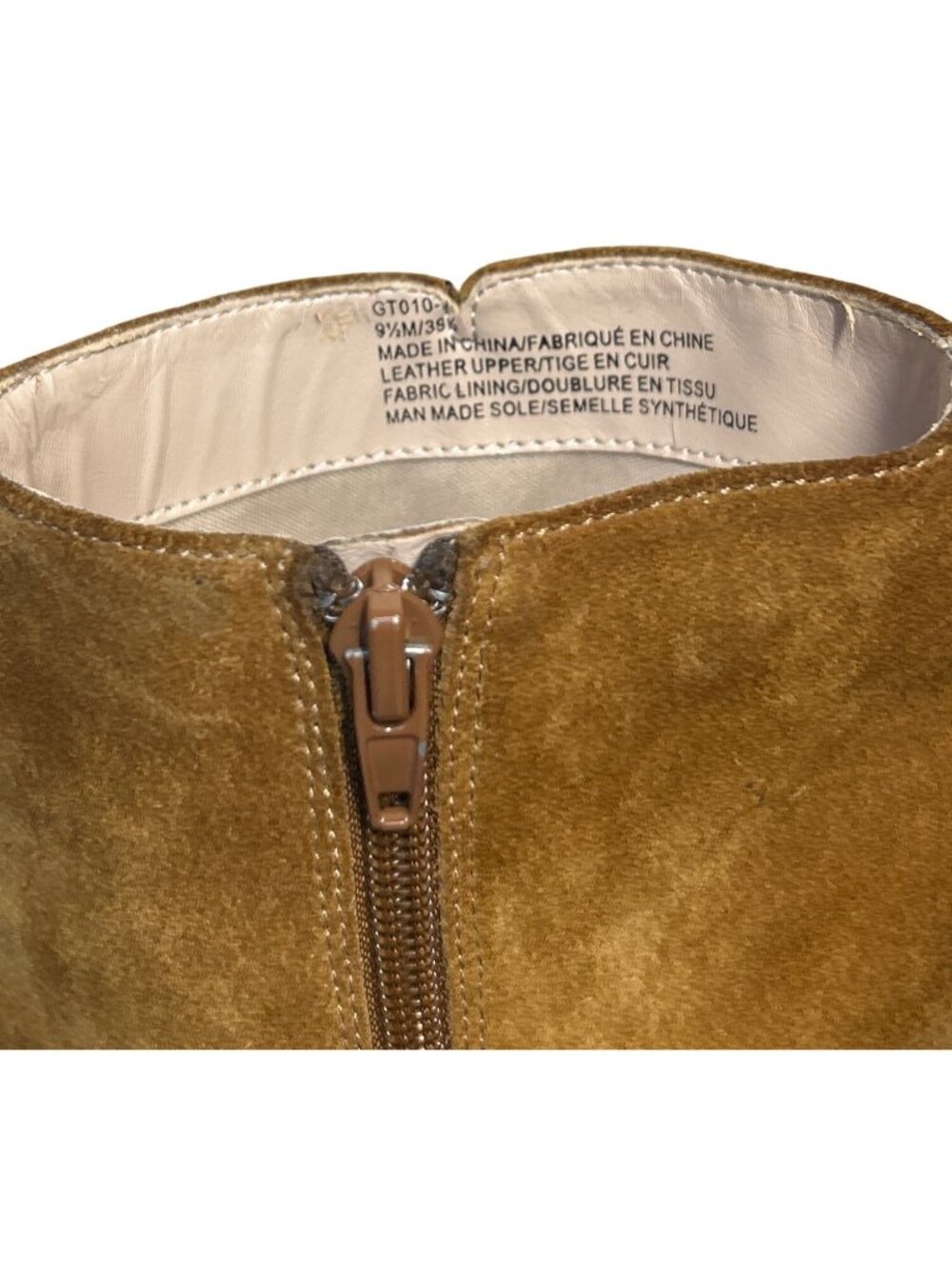 Saks Fifth Avenue Camel Suede Pointed Toe High Heel Ankle Boots 9.5M Block Heel - Picture 8 of 13
